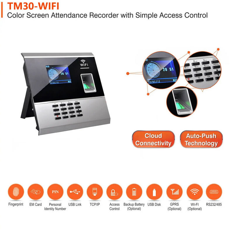 TM30 Built in Battery Access Control With SMS Alert GPRS Fingerprint Time Attendance System